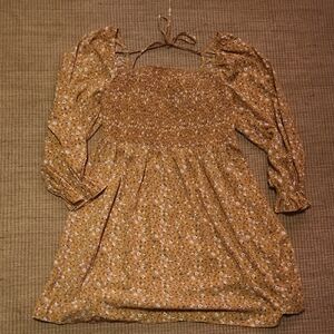 SHEIN Curve Mustard Floral Dress